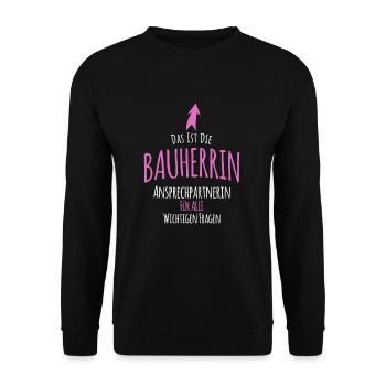 Bauherrin Bauherren Hausbau Geschenk Baustelle - Unisex Pullover - Schwarz - Vorne - Alina (178cm) & Michal (187cm)