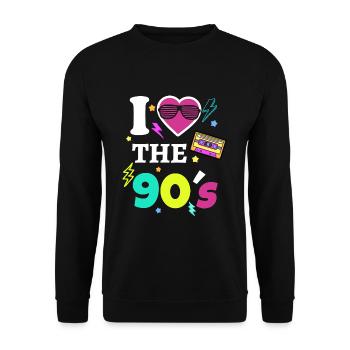 90s Motto 90s Retro Nineties Ninties Party - Unisex Sweatshirt - black - Front - Alina (178cm) & Michal (187cm)