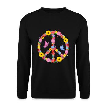 Hippie Flower Power Flowers Peace Sign Love - Unisex Sweatshirt - black - Front - Alina (178cm) & Michal (187cm)