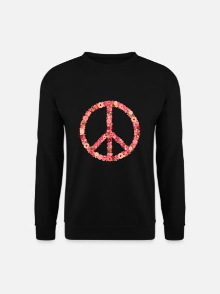 Hippie Peacezeichen Flower Power Woodstock Idee - Unisex Pullover - Schwarz