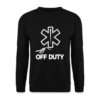 Off Duty Arzt Doktor Medizin Geschenk Sprüche Idee - Unisex Pullover - Schwarz - Vorne - Alina (178cm) & Michal (187cm)