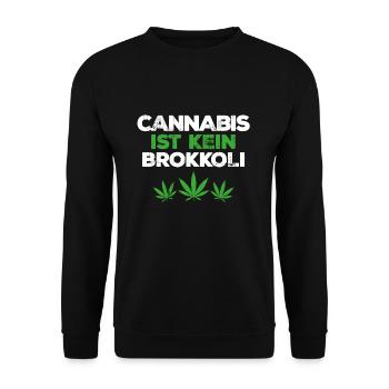 Cannabis Kein Brokkoli Lustig Weed Gras Marijuana - Unisex Pullover - Schwarz - Vorne - Alina (178cm) & Michal (187cm)