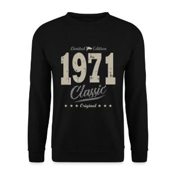 anniversaire 52 ans 1971 année de naissance - Sweat-shirt Unisexe - noir - Devant - Alina (178cm) & Michal (187cm)