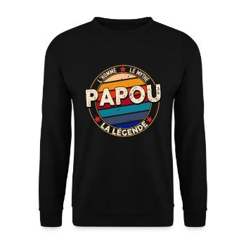 Papou le mythe la légende Cadeau super grand-père - Sweat-shirt Unisexe - noir - Devant - Alina (178cm) & Michal (187cm)