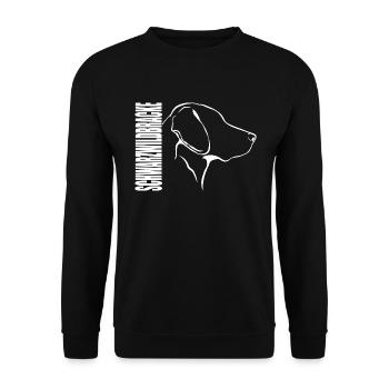 SCHWARZWILDBRACKE Profil Hunde Jagdhund Wilsigns - Unisex Pullover - Schwarz - Vorne - Alina (178cm) & Michal (187cm)