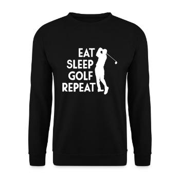 Eat Sleep Golf Repeat - Unisex Pullover - Schwarz - Vorne - Alina (178cm) & Michal (187cm)