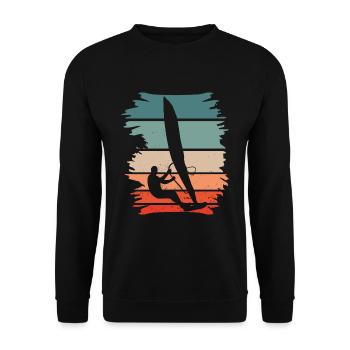 vintage retro Windsurfer Silhouette - Unisex Pullover - Schwarz - Vorne - Alina (178cm) & Michal (187cm)