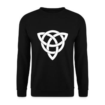 Keltisches Kreuz Silhouette Symbol Kelten Nordisch - Unisex Pullover - Schwarz - Vorne - Alina (178cm) & Michal (187cm)