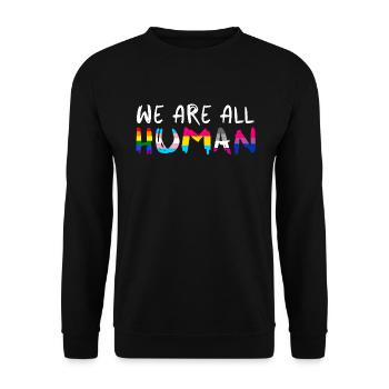 Wir sind alle Menschen - Unisex Pullover - Schwarz - Vorne - Alina (178cm) & Michal (187cm)