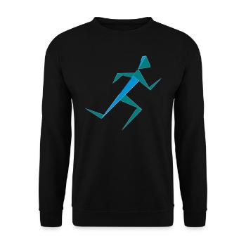 Laufender Mensch Zeichnung Sport schnell Geschenk - Unisex Pullover - Schwarz - Vorne - Alina (178cm) & Michal (187cm)