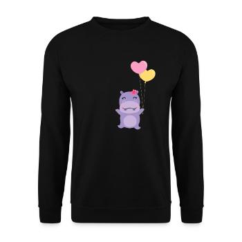 hippo - Unisex Sweatshirt - black - Front - Alina (178cm) & Michal (187cm)
