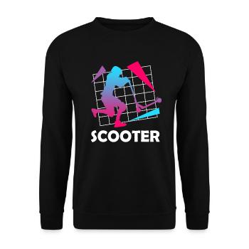 Scooter Spruch Skater Geschenk Kunst Zeichnung - Unisex Pullover - Schwarz - Vorne - Alina (178cm) & Michal (187cm)