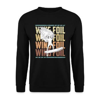 Wing Foil Wing Surf Saying Logo Lettering - Unisex Sweatshirt - black - Front - Alina (178cm) & Michal (187cm)