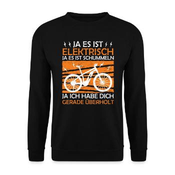 Elektrisches Fahrrad E-Bike Witz Fahrrad Geschenk - Unisex Pullover - Schwarz - Vorne - Alina (178cm) & Michal (187cm)