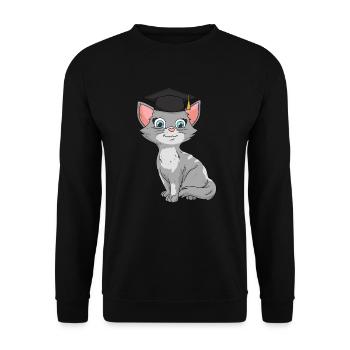 Bachelor Master Katzen Geschenk zum Abschluss 2021 - Unisex Pullover - Schwarz - Vorne - Alina (178cm) & Michal (187cm)