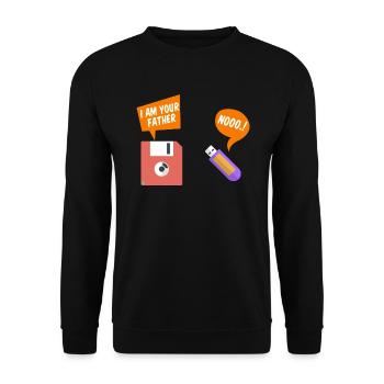 Programmierer Witz Spaß Diskette USB Spruch - Unisex Pullover - Schwarz - Vorne - Alina (178cm) & Michal (187cm)