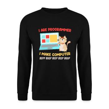 Programmierer Katzen Spruch Witz I are Programmer - Unisex Pullover - Schwarz - Vorne - Alina (178cm) & Michal (187cm)