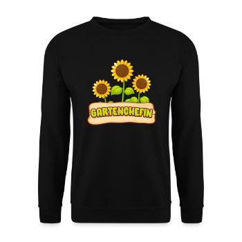 Gartenchefin Gartenarbeit Hobbgärtner Spruch - Unisex Pullover - Schwarz - Vorne - Alina (178cm) & Michal (187cm)
