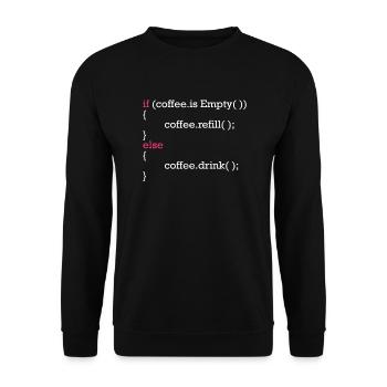 Programme de café remplissage it développeur - Sweat-shirt Unisexe - noir - Devant - Alina (178cm) & Michal (187cm)