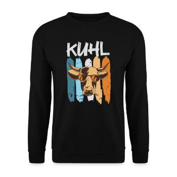 Landwirt Spruch Kuhl lustige Kuh Bauer - Unisex Pullover - Schwarz - Vorne - Alina (178cm) & Michal (187cm)