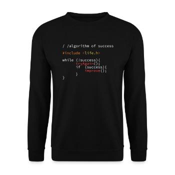 Algorithm of success Nerd Programmcode Entwickler - Unisex Pullover - Schwarz - Vorne - Alina (178cm) & Michal (187cm)