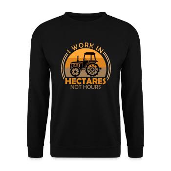 Farmer saying I work in hectares farmer - Unisex Sweatshirt - black - Front - Alina (178cm) & Michal (187cm)