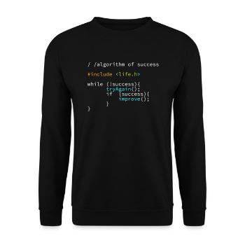 Entwickler Programmierer Erfolgs Code Coder - Unisex Pullover - Schwarz - Vorne - Alina (178cm) & Michal (187cm)