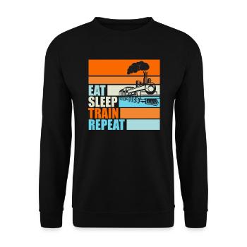 Railwaymen Vintage Men Gift Eat Sleep - Unisex Sweatshirt - black - Front - Alina (178cm) & Michal (187cm)