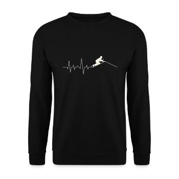 Dachdecker Herzschlag EKG Handwerker Herzlinie - Unisex Pullover - Schwarz - Vorne - Alina (178cm) & Michal (187cm)