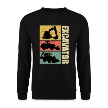 Road builder excavator driver excavator Retro Vintage - Unisex Sweatshirt - black - Front - Alina (178cm) & Michal (187cm)