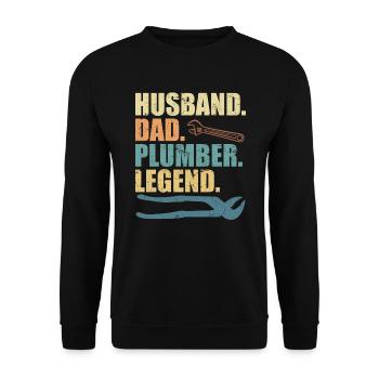 Husband father plumber legend plant mechanic - Unisex Sweatshirt - black - Front - Alina (178cm) & Michal (187cm)
