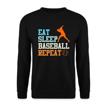 Baseball sort Baseball Logo Eat Sleep Baseball - Sweat-shirt Unisexe - noir - Devant - Alina (178cm) & Michal (187cm)