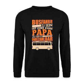 Busfahrer Geschenk Bus Fahrer Papa Vater - Unisex Pullover - Schwarz - Vorne - Alina (178cm) & Michal (187cm)