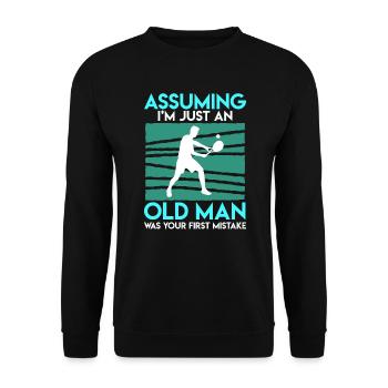 Tennis Pensioner Gift Tennis Racket Tennis Game - Unisex Sweatshirt - black - Front - Alina (178cm) & Michal (187cm)