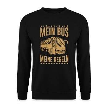 Bus driver Bus driver saying My bus my rules - Unisex Sweatshirt - black - Front - Alina (178cm) & Michal (187cm)