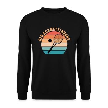 Tennisspieler Spruch Old Schmetterhand Tennis - Unisex Pullover - Schwarz - Vorne - Alina (178cm) & Michal (187cm)