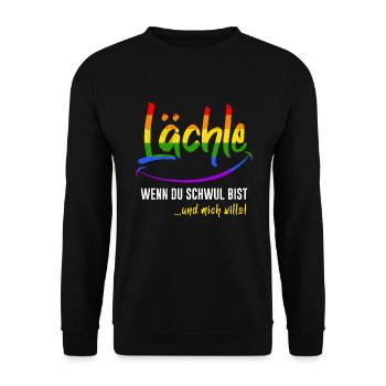 Lächle wenn du Schwul bist Gay Pride LGBT Pride - Unisex Pullover - Schwarz - Vorne - Alina (178cm) & Michal (187cm)