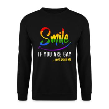 Schwulen Spruch Gay Lächle wenn du Schwul bist - Unisex Pullover - Schwarz - Vorne - Alina (178cm) & Michal (187cm)