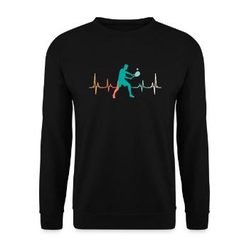 Tennis Herzschlag Herzfrequenz Tennisspieler - Unisex Pullover - Schwarz - Vorne - Alina (178cm) & Michal (187cm)
