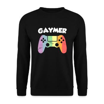 Drôle de Gayse Sort Gaymer Gay Gamer - Sweat-shirt Unisexe - noir - Devant - Alina (178cm) & Michal (187cm)