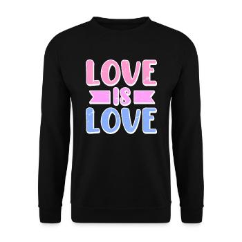 Homosexuell Bi Bisexuell Spruch Love is Love - Unisex Pullover - Schwarz - Vorne - Alina (178cm) & Michal (187cm)