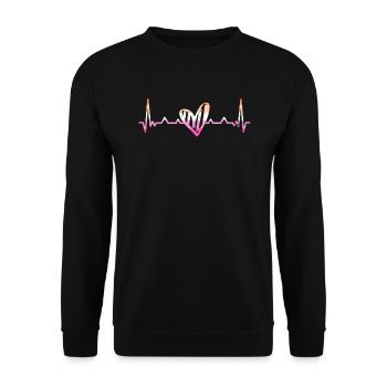 Lesbischer Herzschlag Herzfrequenz Lesbian Pride - Unisex Pullover - Schwarz - Vorne - Alina (178cm) & Michal (187cm)