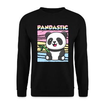 Panda Spruch Pandastic Pansexuell Geschenk - Unisex Pullover - Schwarz - Vorne - Alina (178cm) & Michal (187cm)