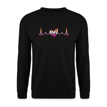 Lesbiennes Lesbiennes Lesbiennes Pride LGBT Pride Battement de cœur - Sweat-shirt Unisexe - noir - Devant - Alina (178cm) & Michal (187cm)