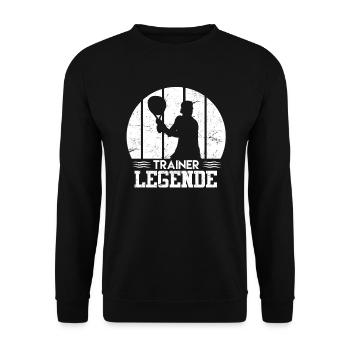Tennistrainer Legende Vintage Tennis Geschenk - Unisex Pullover - Schwarz - Vorne - Alina (178cm) & Michal (187cm)