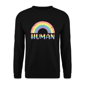 Regenbogen LGBT Pride Flagge Farben Lesbisch - Unisex Pullover - Schwarz - Vorne - Alina (178cm) & Michal (187cm)