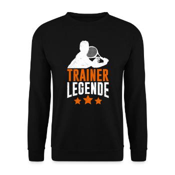 Tennis Trainer Legende Tennis Coach Tennistrainer - Unisex Pullover - Schwarz - Vorne - Alina (178cm) & Michal (187cm)