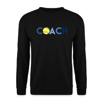 Tennis Coach Tennistrainer Schriftzug Tennisball - Unisex Pullover - Schwarz - Vorne - Alina (178cm) & Michal (187cm)