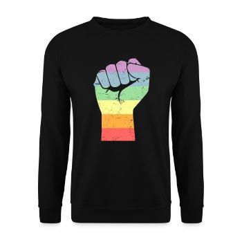 LGBT Pride Gay Geschenk Schwulen Regenbogen - Unisex Pullover - Schwarz - Vorne - Alina (178cm) & Michal (187cm)