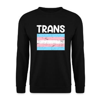 Trans Flagge Regenbogen LGBT Pride Transsexuell - Unisex Pullover - Schwarz - Vorne - Alina (178cm) & Michal (187cm)